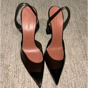 Authentic Amina Muaddi Black transparent sling back heels. Size 39/US9